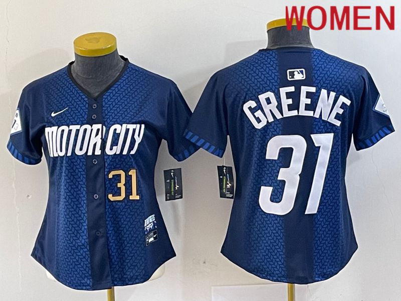 Women Detroit Tigers #31 Greene Blue City Edition Nike 2024 MLB Jersey style 3